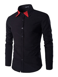 Contrsat pied de col chemise Smart blanc noir hommes