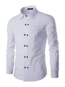 Blanc noir chemise Casual pour hommes avec Double Breasted