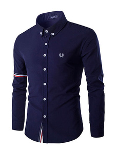 Chemise Casual pour homme à manches longues bleu marine/blanc