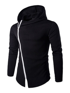 Hoodie noir/marine Hooded veste avec zip asymétrique et Hem