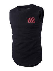 Réservoir rouge/noir pour les hommes sans manches T Shirt Sweatshirt