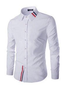 Chemise bleue blanche pour hommes manches longues