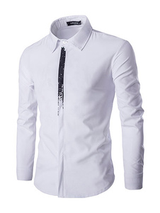 T-shirt blanc noir pour homme Slim Fit Cool impression manches longues