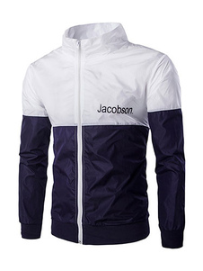 Track Jacket blanc couleur jaune bloc Style Vintage masculine