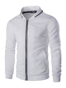 Blouson noir/blanc pour homme Zip Up Casual Outwear Jacket