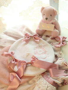 Boucles pour les cheveux Lolita Pink Ribbon archets Lolita broche avec perles