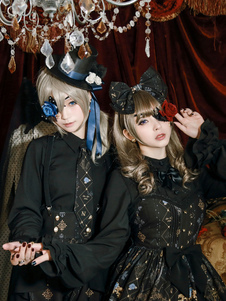 Gothic Lolita accessoires Voile Rose Bow Lolita cache-oeil avec perles