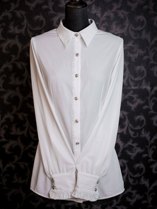 Lolita Chemisier doux en polyester unicolore avec bouton