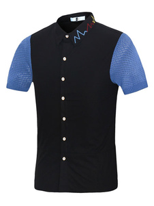 Couleur de contraste noir/blanc chemises hommes manches courtes