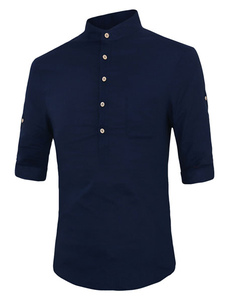 Pull chemises manches courtes blanc/bleu/vert/kaki/Bordeaux coton Casual hommes