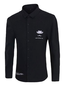 Noir manches longues Casual Slim Fit de chemises homme