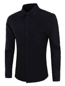 Chemises Slim noir/blanc/vert/bleu/rouge Long manches bouton Down poche hommes frontale