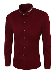 Base chemises bouton descente col robe chemises en noir/blanc/rouge hommes