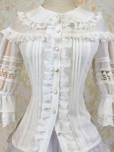 Sweet Lolita vêtements mousseline Milanoo Lolita chemise Pan collier Lolita blouse à volants avec de