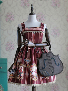 Grand arc de milanoo Lolita Robe imprimée Lolita Robe Lolita classique Jumper Skirt avec dentelle