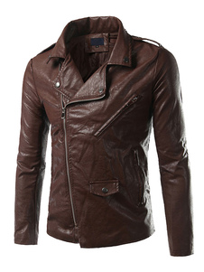Cuir vestes brun/noir/gris Biker Jacket PU Street Style hommes