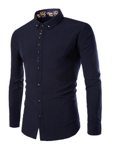 Chemises manches longues marine/noir/Bourgogne/Purple hommes Slim Fit