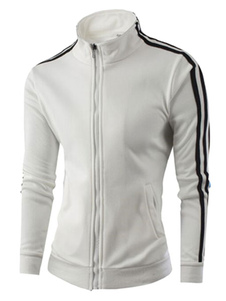 Col haut blanc veste Zip Up Vintage Outwear Jacket