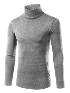 Pullover Sweater Roll cou base tricots hommes en Bourgogne/gris/noir Slim Fit