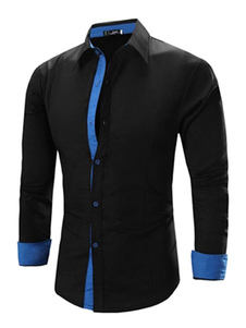 Chemises base longue Sleevs bleu/rouge/blanc contraste brassard hommes