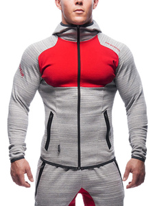 Gris Zip Up Hoodie pour les hommes Slim Fit Sports pulls molletonnés à capuchon