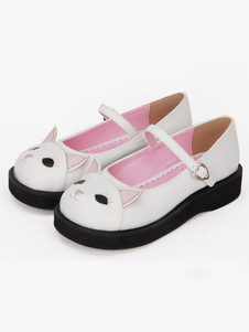 Sweet Lolita Chaussures blanc Kitty mignon Mary Jane Lolita plate-forme Shoes