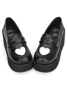 Gothic Lolita Chaussures coeur blanc haute plateforme talons Lolita flâneurs