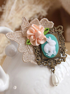 Broche Vintage Lolita dentelle ruban fleur perle Lolita broche décoré lapin