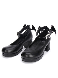 Gothic Lolita Shoes Black Cross Mary Jane cheville bracelet Gothique Lolita Chaussures Kitten Heels