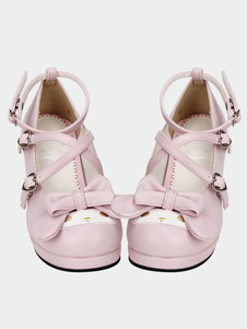 Sweet Lolita Shoes Rose Croix Bow talons pompes cheville mignon bracelet Lolita avec des talons en f