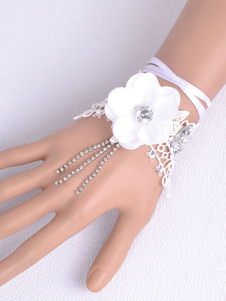 Gothic Lolita accessoires dentelle blanche fleur perles frange élégante Gothic Lolita Bracelet avec 