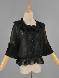 Gothic Lolita chemise dentelle volants en mousseline de soie Constellation imprimé Gothique Lolita B