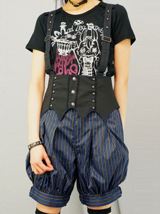 Gothic Lolita Pants Stripe Punk taille haute Lolita Oji Suspender pantalon lacets Ouji Shorts