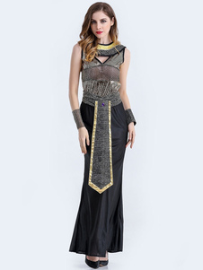 Des femmes égyptiennes Halloween définit robe Maxi noire semi sheer
