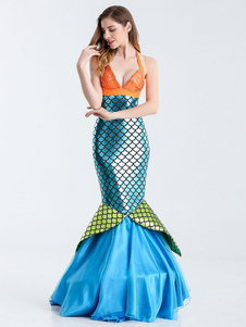 Halloween Costume sirène Sexy femmes bleu Long Bodycon jupe avec Top