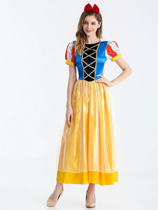 Manches courtes robe longue Halloween Costume Princesse féminin avec harnais