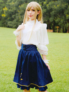 Gothic Lolita chemise dentelle à volants en mousseline de soie 3/4 manches Gothic Lolita Blouse avec