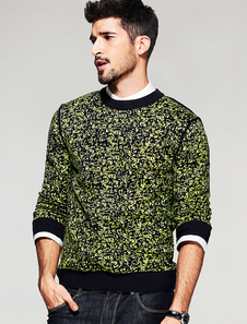 Pullover Sweater jaune manches longues Crew Neck Waven tricots hommes