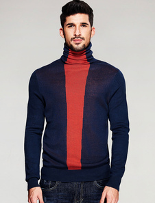 Tricot pull col roulé manches longues couleur Block Pullover tricots hommes