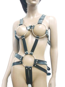 Corps noir harnais Corset Sexy Saloon Girl PU Costume