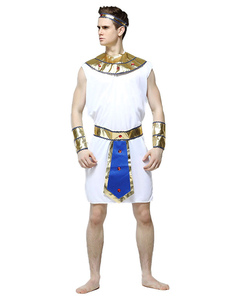 Robe blanche de hommes Sexy Costume Halloween Egypte King Set tenues