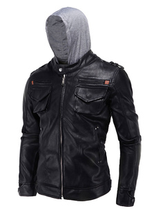 Veste noire manches longues Chic Hooded veste avec fermeture éclair