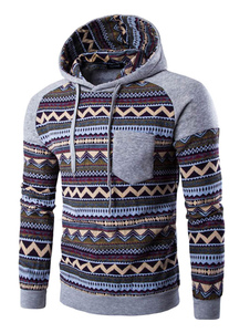 Fleece Hoodie Tribal hommes imprimer Color Block Sweat à capuche pour hommes