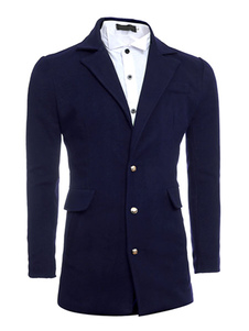 Costume veste Notch col manches longues bouton avant pardessus hommes avec poches