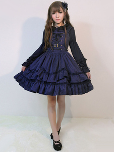 Sweet Lolita Robe JSK chuchotements dans l’automne Jacquard s’incliner ébouriffé Lace Up Lolita Jump
