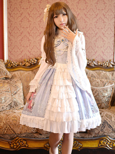 Robe à bretelles lolita séduisante en lin de coton impression à volants Robe sans manches