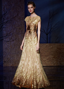 Paillettes robe de soirée broderies étage longueur mère de la robe de mariée