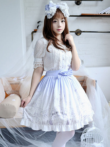 Jupe lolita parfaite douse en lin de coton impression à volants