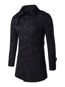 Manteau homme confortable en coton mélangé unicolore