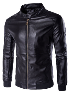 Veste homme en PU unicolore col montant
